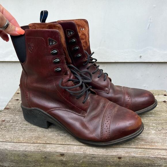 Y2K Ariat Cobalt Roper Oxford Ankle Roper Cowboy Boots Brown Leather 10.5 D - Picture 1 of 7